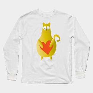 Cat Holding A Heart Long Sleeve T-Shirt